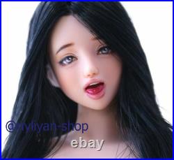 1/6 Anime Girl Black Hair WithTongue Out Head Sculpt Fit 12''PH UD LD Figure Body