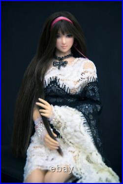 1/6 Female Ob27 Anime Girl Head Sculpt Planted Hair Model Fit 12'' Figure Body