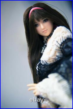 1/6 Female Ob27 Anime Girl Head Sculpt Planted Hair Model Fit 12'' Figure Body