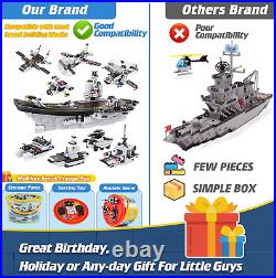 1320 Pieces Aircraft Carrier Building Blocks Set, Military Battleship Model Toy