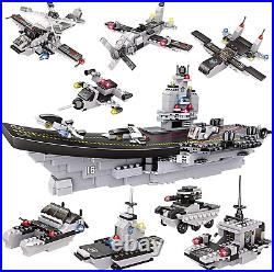 1320 Pieces Aircraft Carrier Building Blocks Set, Military Battleship Model Toy