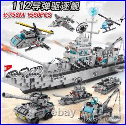 1560pcs Army Military Series Aircraft Carrier Battleship Building Blocks toy DIY