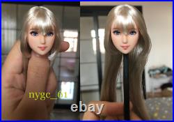16 Anime Beauty Girl Silver Hair Head Sculpt Fit 12'' Female PH UD LD Body Toys