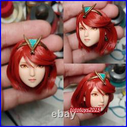 16 Anime Girl Red Hair Head Sculpt Fit 12'' OB HT phicen hotstuff UD Figure