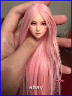16 Beauty Girl Pink Hair Makeup Head Sculpt Fit 12'' Female PH UD LD Body Toy