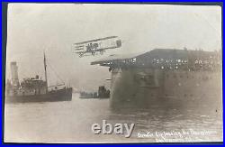 1911 USA RPPC Postcard Cover The Early Aircraft Carrier Launch Aviator Leaving
