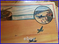1944 Color Cutaway US Navy Aircraft Carrier Ship WW2 Poster, kind of rough