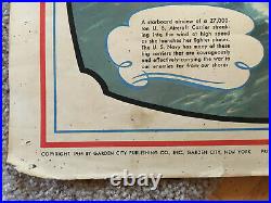1944 Color Cutaway US Navy Aircraft Carrier Ship WW2 Poster, kind of rough