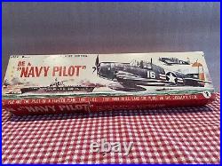 1960's Bandai Battery Operated RC WW2 Navy Pilot F4F Wildcat WithBox Tested