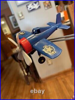 1960's Bandai Battery Operated RC WW2 Navy Pilot F4F Wildcat WithBox Tested