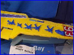 1960s REMCO Battery Op MIGHTY MATILDA GIANT Toy AIRCRAFT CARRIER w Orig BOX 38