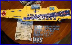 1960s Vintage Remco Mighty Matilda aircraft carrier toy + planes sailors rafts