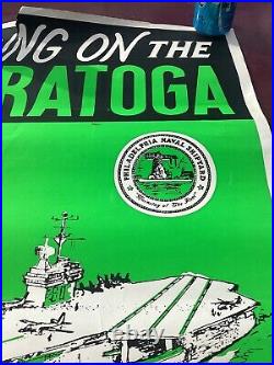 2 Original Navy Poster USS Saratoga Aircraft Carrier Philadelphia Shipyard CV 60