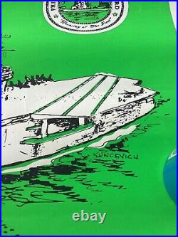 2 Original Navy Poster USS Saratoga Aircraft Carrier Philadelphia Shipyard CV 60