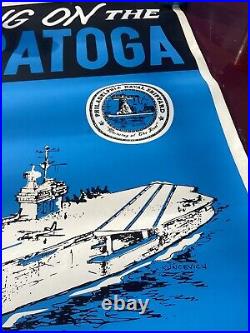 2 Original Navy Poster USS Saratoga Aircraft Carrier Philadelphia Shipyard CV 60