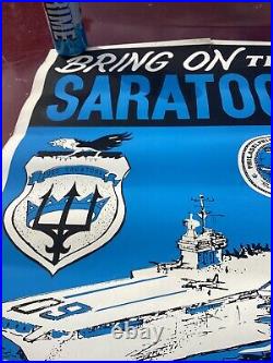 2 Original Navy Poster USS Saratoga Aircraft Carrier Philadelphia Shipyard CV 60