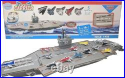 30 Interactive Aircraft Carrier with 14 Fighter Jets, Lights & Sounds for Kids