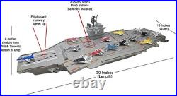 30 Interactive Aircraft Carrier with 14 Fighter Jets, Lights & Sounds for Kids