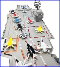 30 Interactive Aircraft Carrier with 14 Fighter Jets, Lights & Sounds for Kids