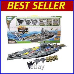 33-Inch Aircraft Carrier Playset with 18 Fighter Jets & Soldiers Military Fun