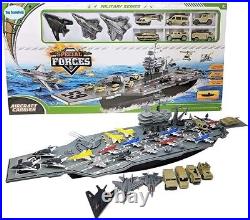 33 Inch Aircraft Carrier with Assorted Fighter Jets, 10 Army Soldiers & Vehicles