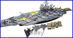 33 Inch Aircraft Carrier with Assorted Fighter Jets, 10 Army Soldiers & Vehicles