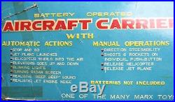 AIRCRAFT CARRIER with MULTI-ACTIONS 1950's JAPAN by MARX NM with ORIGINAL BOX