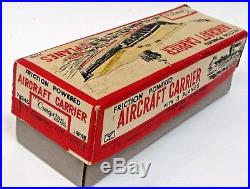 AIRCRAFT CARRIER with3 Planes 8.75 Japanese tin friction boat Cragstan with box