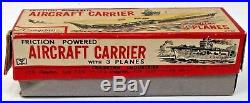 AIRCRAFT CARRIER with3 Planes 8.75 Japanese tin friction boat Cragstan with box