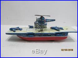Aircraft Carrier With Working Helicopter Excellent Condition Made N Japan