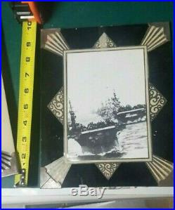 Art Deco Reverse Painted Picture Photo Frame Black 10 x 12 AIR CRAFT CARRIER