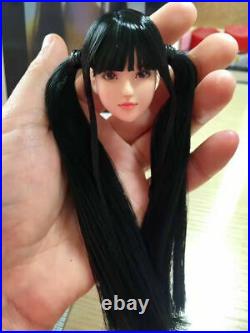 Black Hair Lolita Female Head Sculpt Carving Model Toy F 1/6 Figure Girl Doll