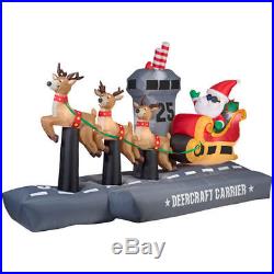 Christmas Santa Reindeer Aircraft Carrier Sleigh Sled Inflatable Airblown Yard
