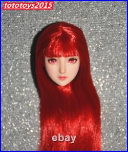 Customize 1/6 Beauty Girl Head Sculpt Red Long Hair Fit 12'' /PH/HT/UD Figure