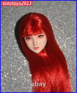 Customize 1/6 Beauty Girl Head Sculpt Red Long Hair Fit 12'' /PH/HT/UD Figure