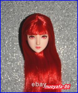Customize 1/6 Beauty Girl Head Sculpt Red Long Hair Fit 12'' PH UD Body