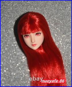 Customize 1/6 Beauty Girl Head Sculpt Red Long Hair Fit 12'' PH UD Body