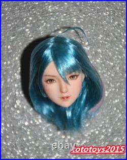 Customize 1/6 OB Beauty Girl Head Sculpt Blue Hair Fit 12'' PH UD LD Figure Body