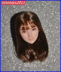 Customize 1/6 Pure Beauty Girl Head Sculpt Red Long Hair Fit 12'' /PH/HT/UD Body