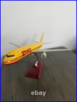 DHL Freight Carrier Aircraft Model Yellow Red Desk Display with Stand and Box