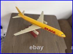 DHL Freight Carrier Aircraft Model Yellow Red Desk Display with Stand and Box