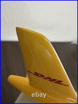 DHL Freight Carrier Aircraft Model Yellow Red Desk Display with Stand and Box