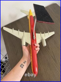 DHL Freight Carrier Aircraft Model Yellow Red Desk Display with Stand and Box