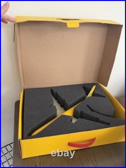 DHL Freight Carrier Aircraft Model Yellow Red Desk Display with Stand and Box