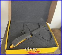 DHL Freight Carrier Aircraft Model Yellow Red Desk Display with Stand and Box