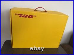 DHL Freight Carrier Aircraft Model Yellow Red Desk Display with Stand and Box
