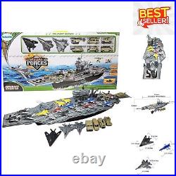 Deluxe 33 Aircraft Carrier with Fighter Jets, Soldiers & Rotating Artillery