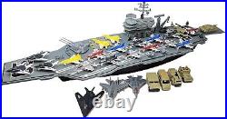 Deluxe 33 Aircraft Carrier with Fighter Jets, Soldiers & Rotating Artillery