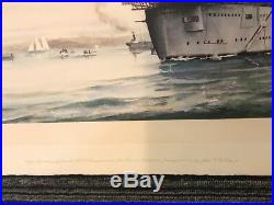 Early Aviation! Eugene Ely 1st Aircraft Carrier Lithograph John T. McCoy Jr