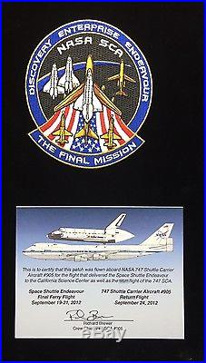 Flown Patch Carried Aboard 747 Shuttle Carrier Aircraft #905 / Deliver Endeavour